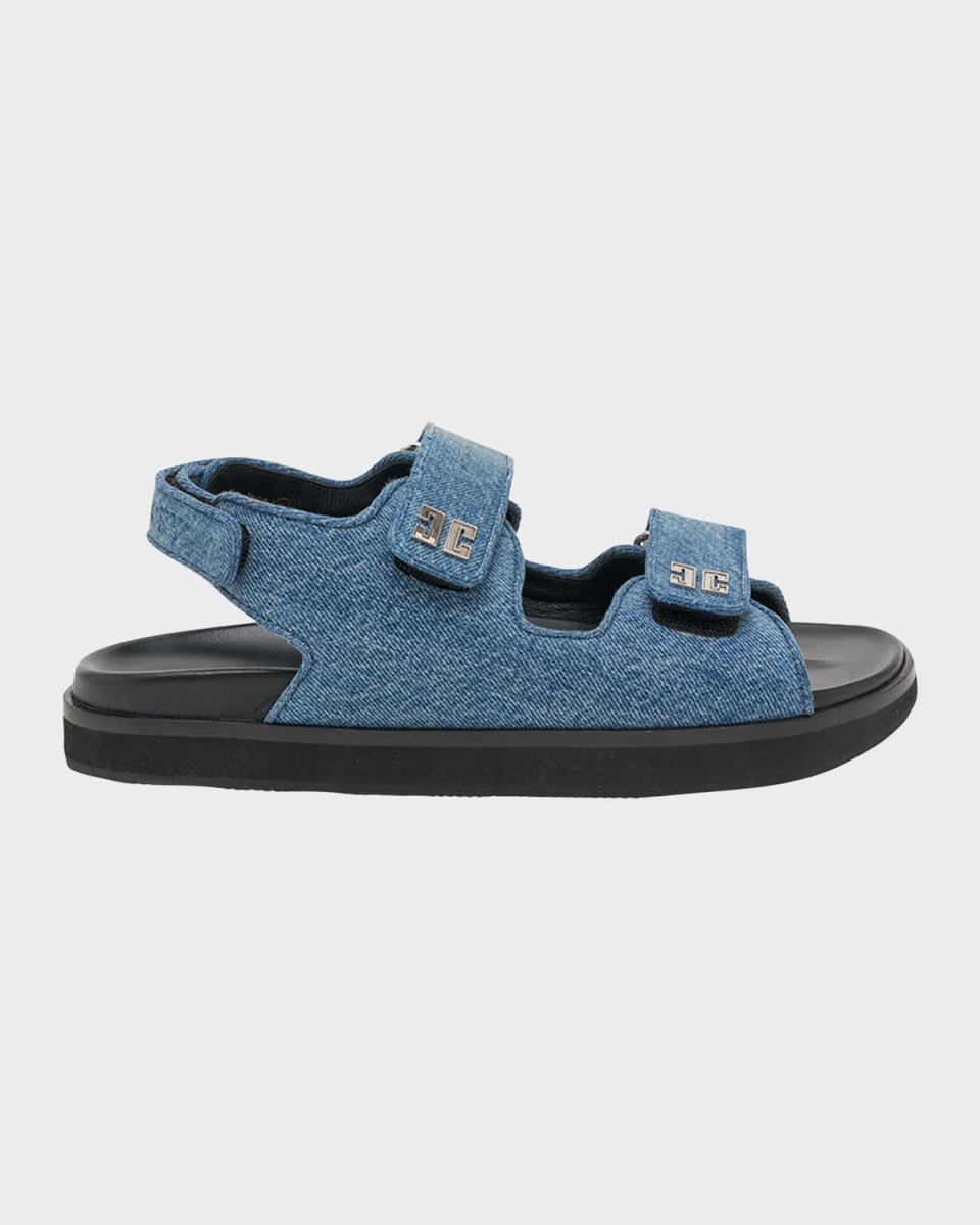 4G Denim Dual-Grip Slingback Sandals